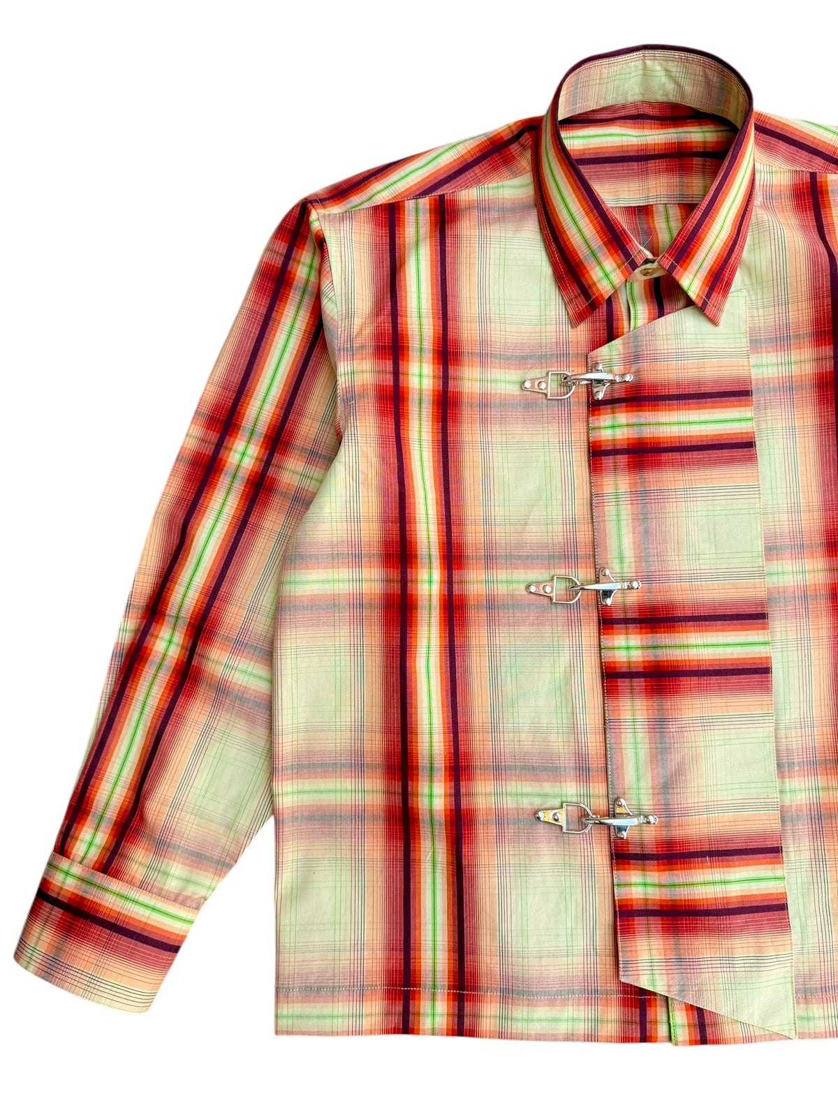 Fireman Clasp Orange Check 100% Cotton Shirt
