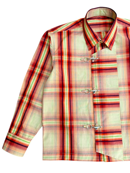 Fireman Clasp Orange Check 100% Cotton Shirt