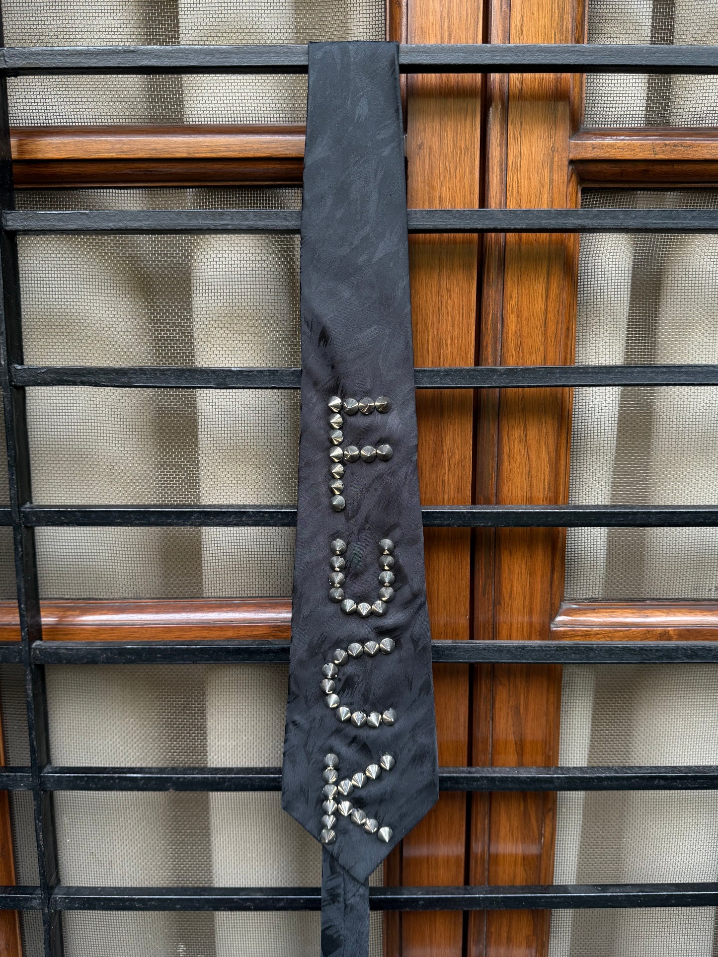 Silver Stud Handmade Vintage Silk Tie