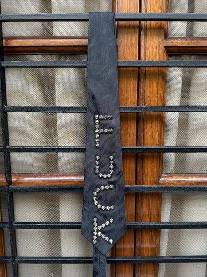 Silver Stud Handmade Vintage Silk Tie