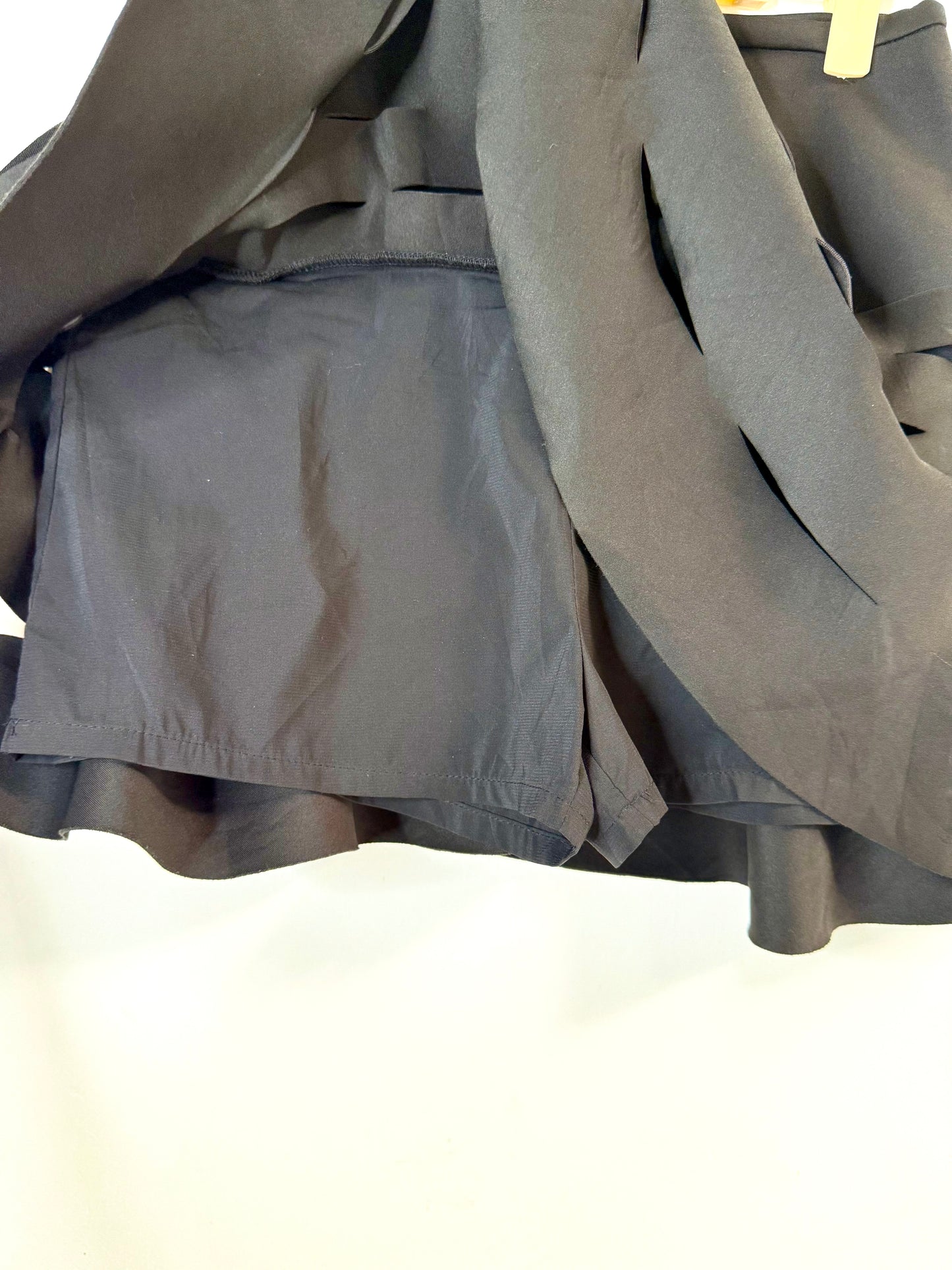 Black cut work mini skirt