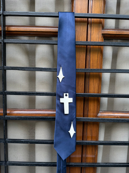 Off-White Cross Charm Handmade Vintage Silk Tie