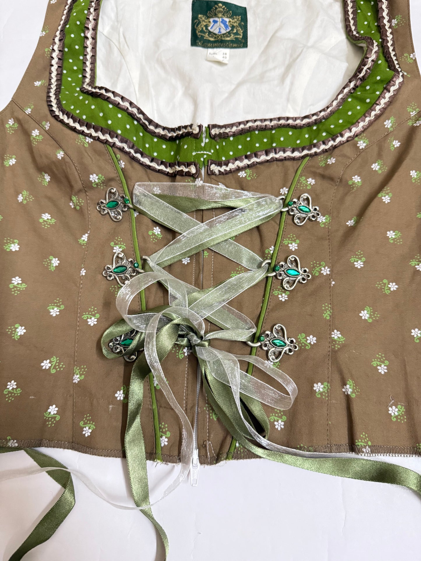 Brown  with bottle Green  Corset Top