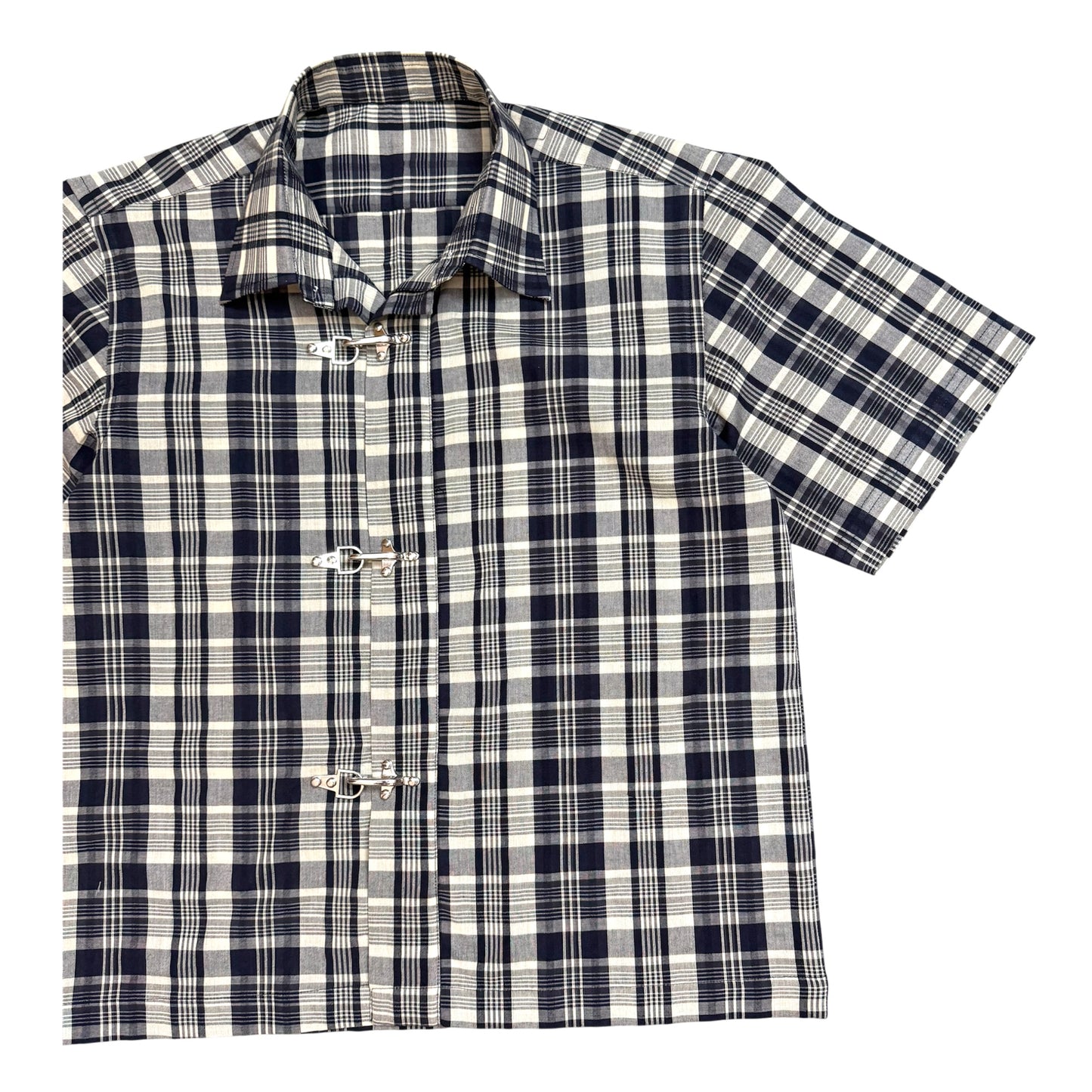 Fireman Clasp Night-Blue Check 100% Cotton Shirt