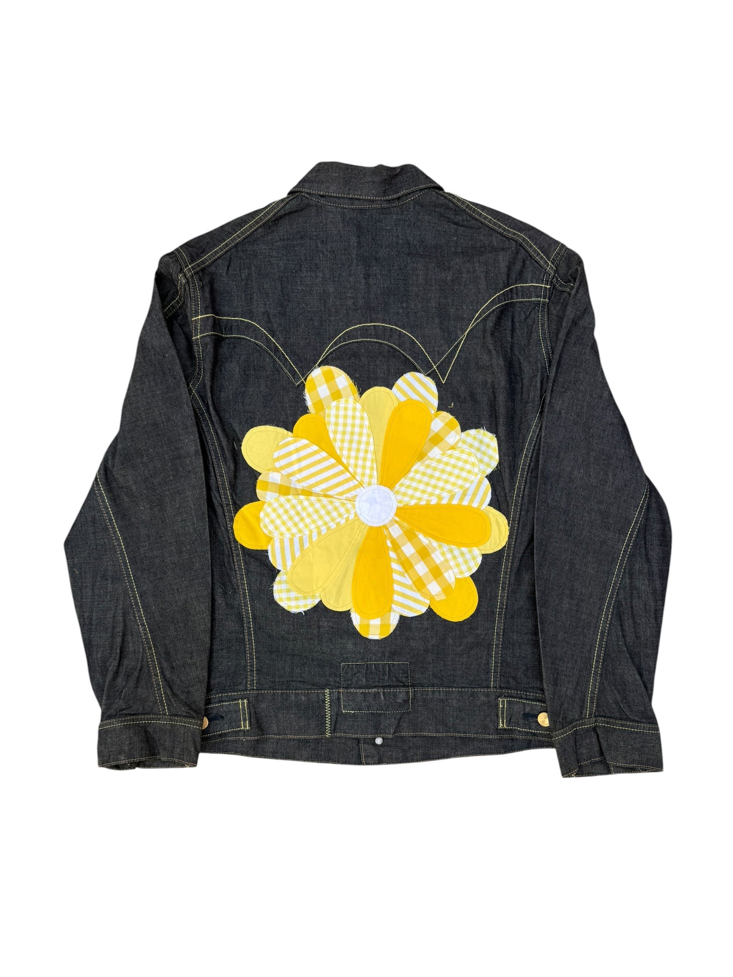 Upcycled Sunflower Patch Denim Jacket