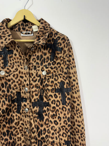 Customised velvet cross patch Denim Jacket