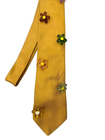 Crystal  Flower Handmade Vintage Silk Tie