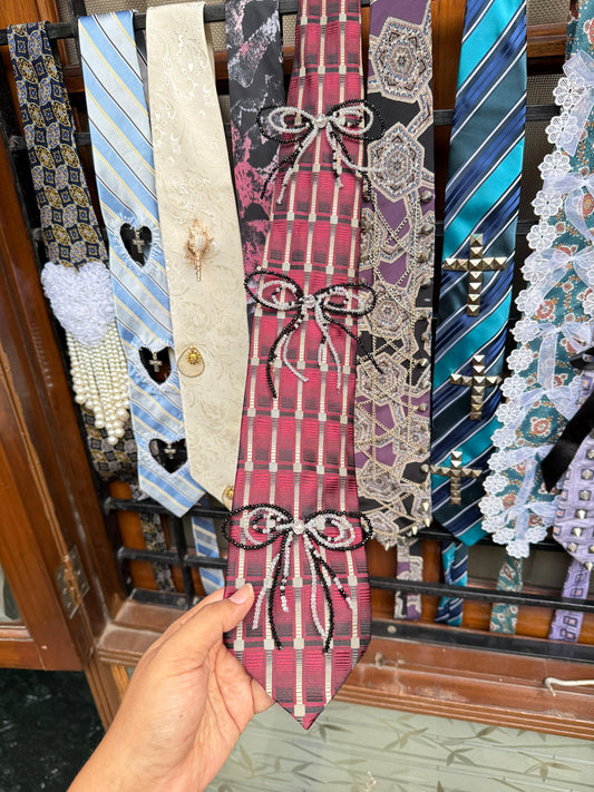 Crystal Bow Handmade Vintage Silk Tie