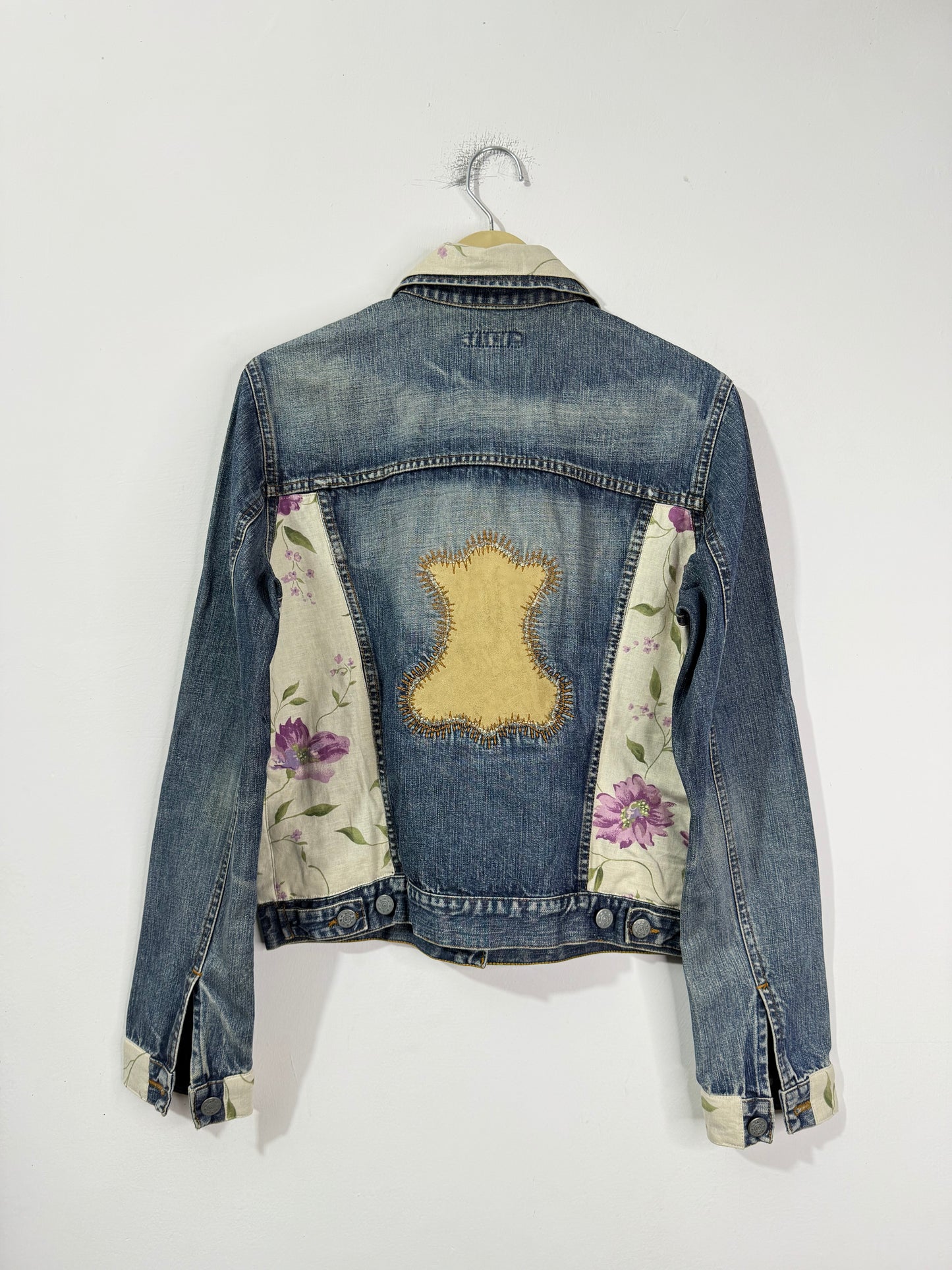 Customised silk patch Denim Jacket