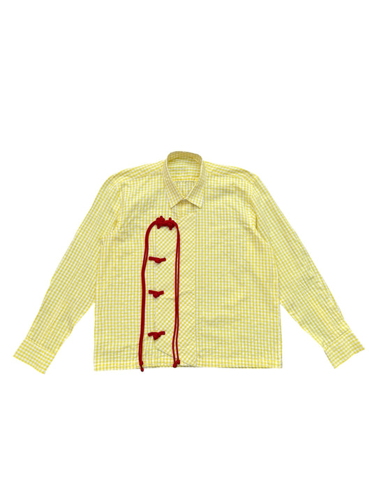Cheongsam yellow check100% Cotton Shirt