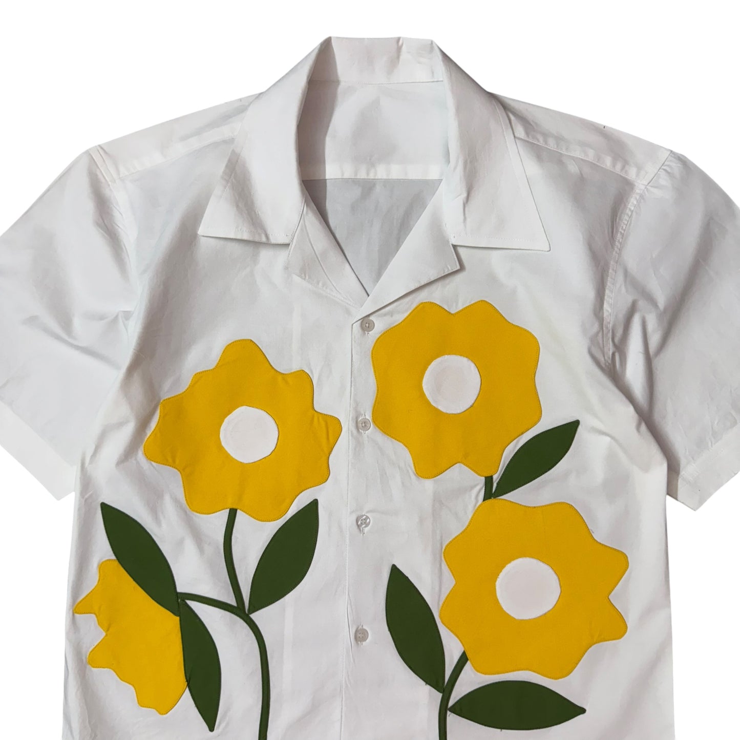 Yellow Flower Patch 100% Cotton Shirt