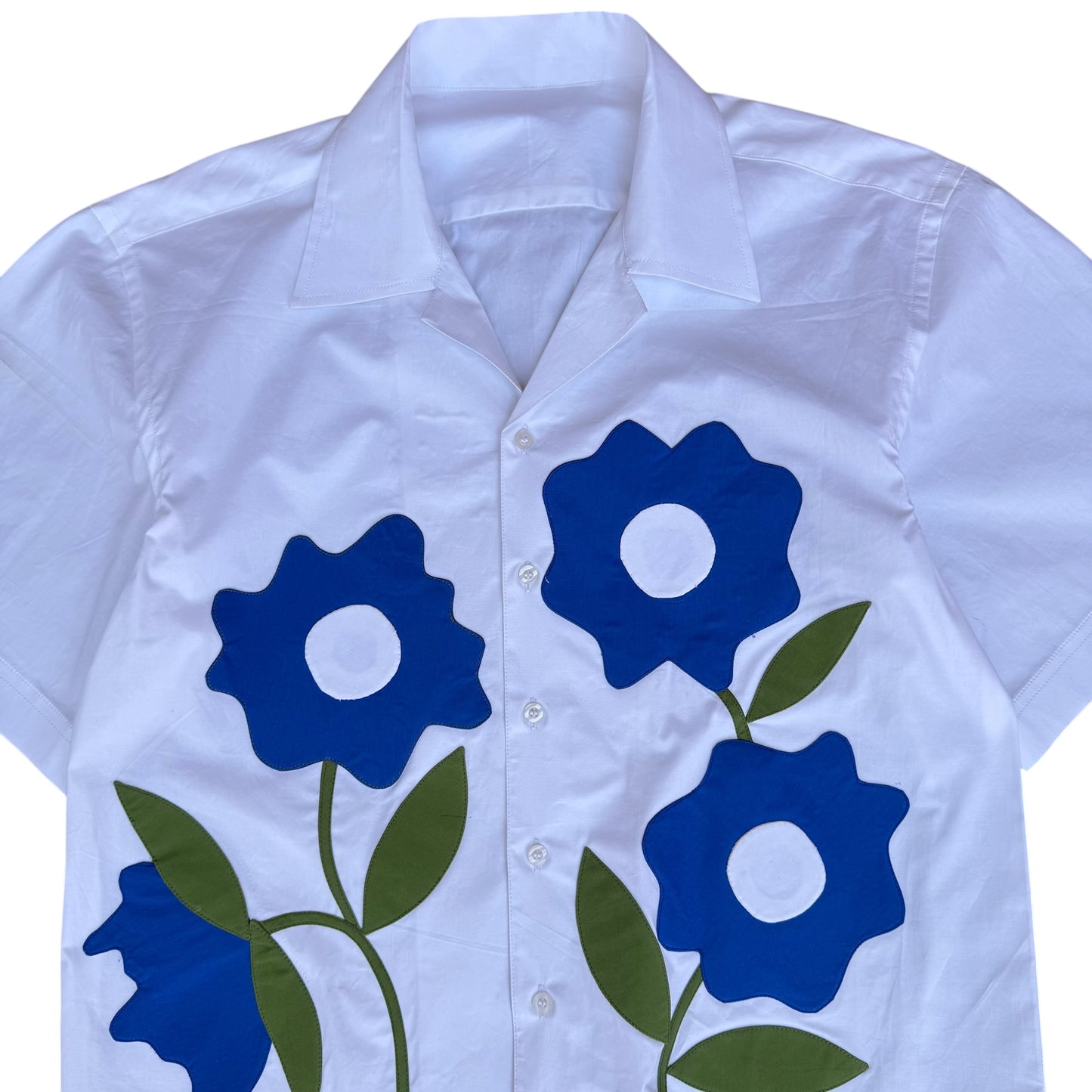 Blue Flower Patch 100% Cotton Shirt
