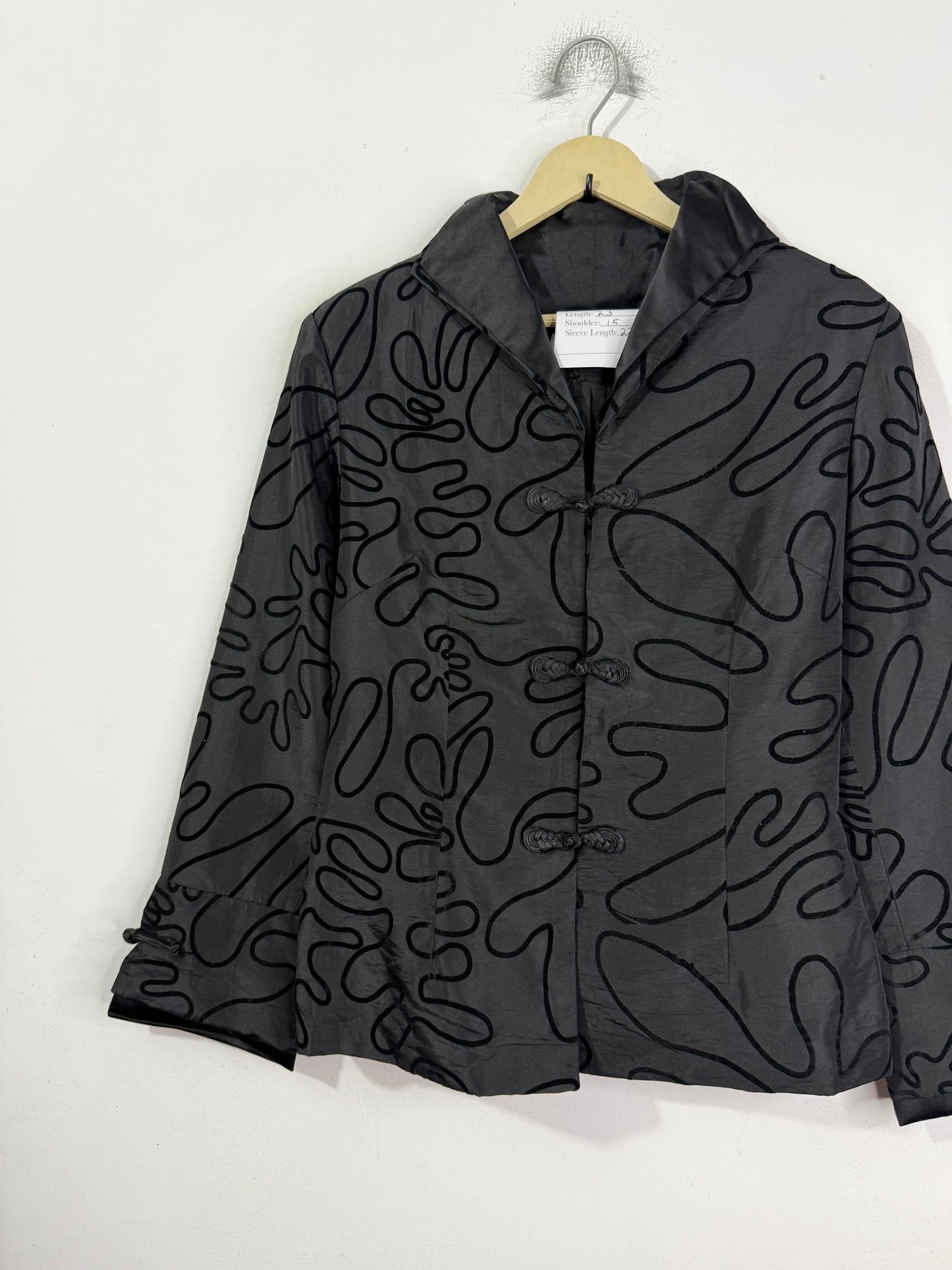 Black Embossed Line Art Embroidered Vintage Jacket