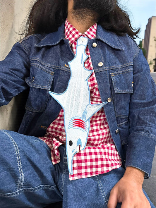 Embroidered Shark tie