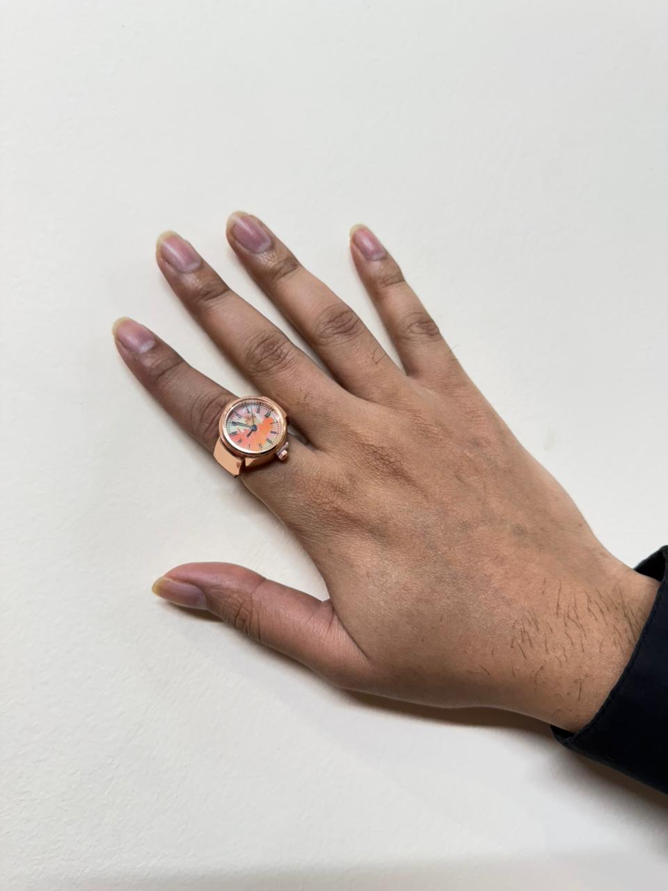 Golden with Peach Beauty and Beast Dial Watch ring