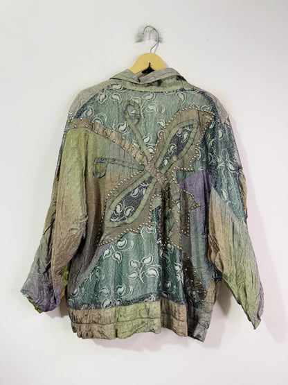 Silk Patch Embroidered Vintage Jacket