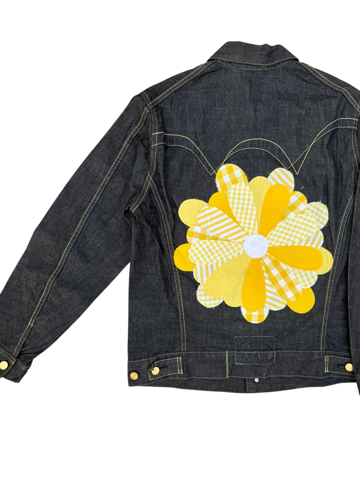 Upcycled Sunflower Patch Denim Jacket