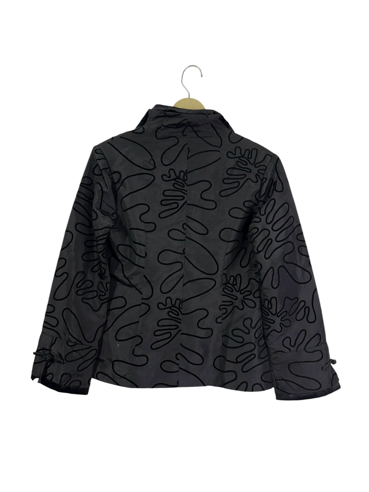 Black Embossed Line Art Embroidered Vintage Jacket