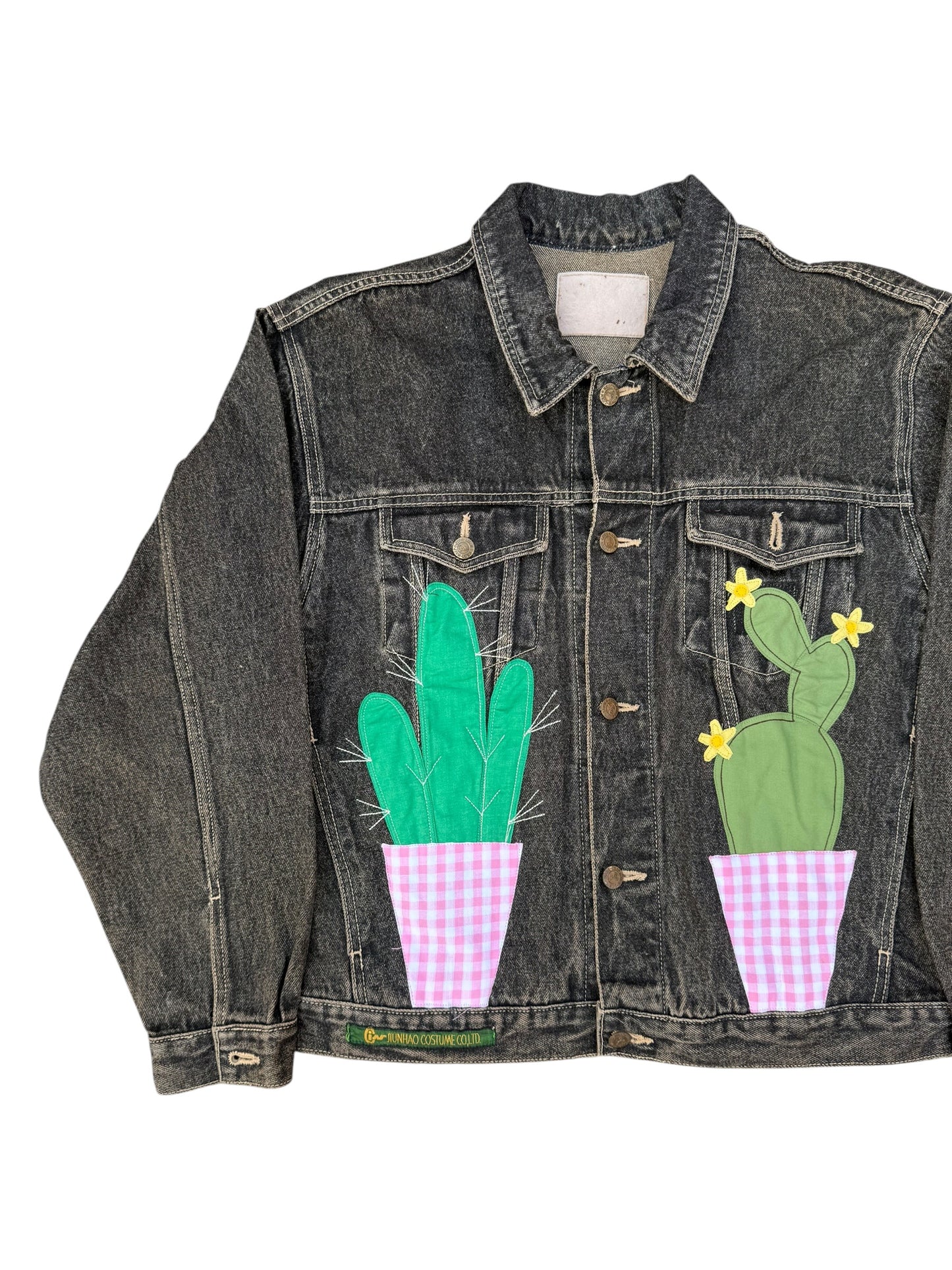 Upcycled Cactus Patch Denim Jacket