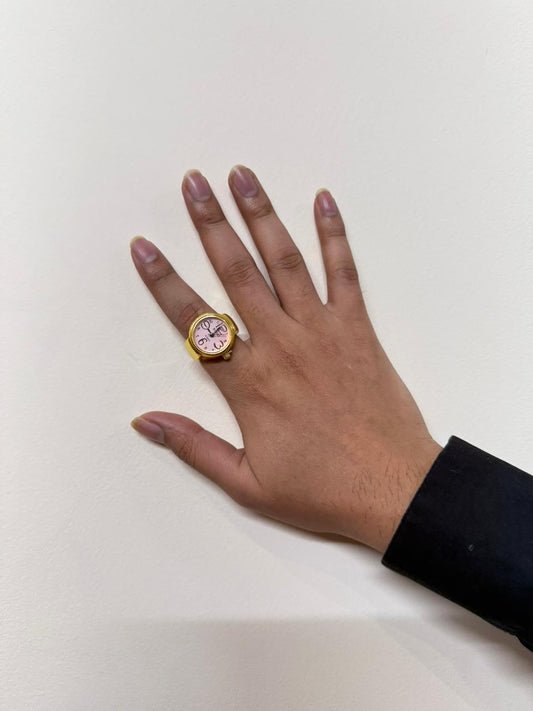 Golden with Peach Dial Watch ring