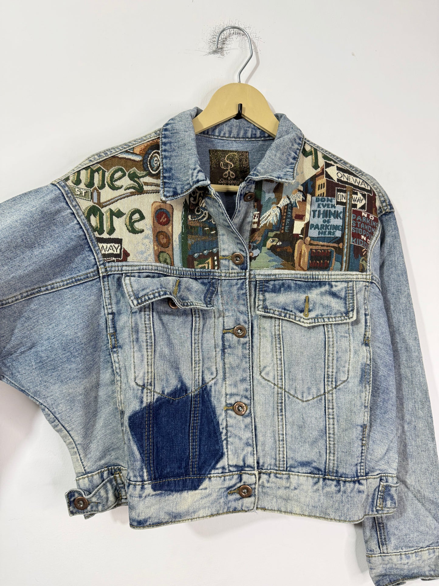 Customised tapestry patch Denim Jacket