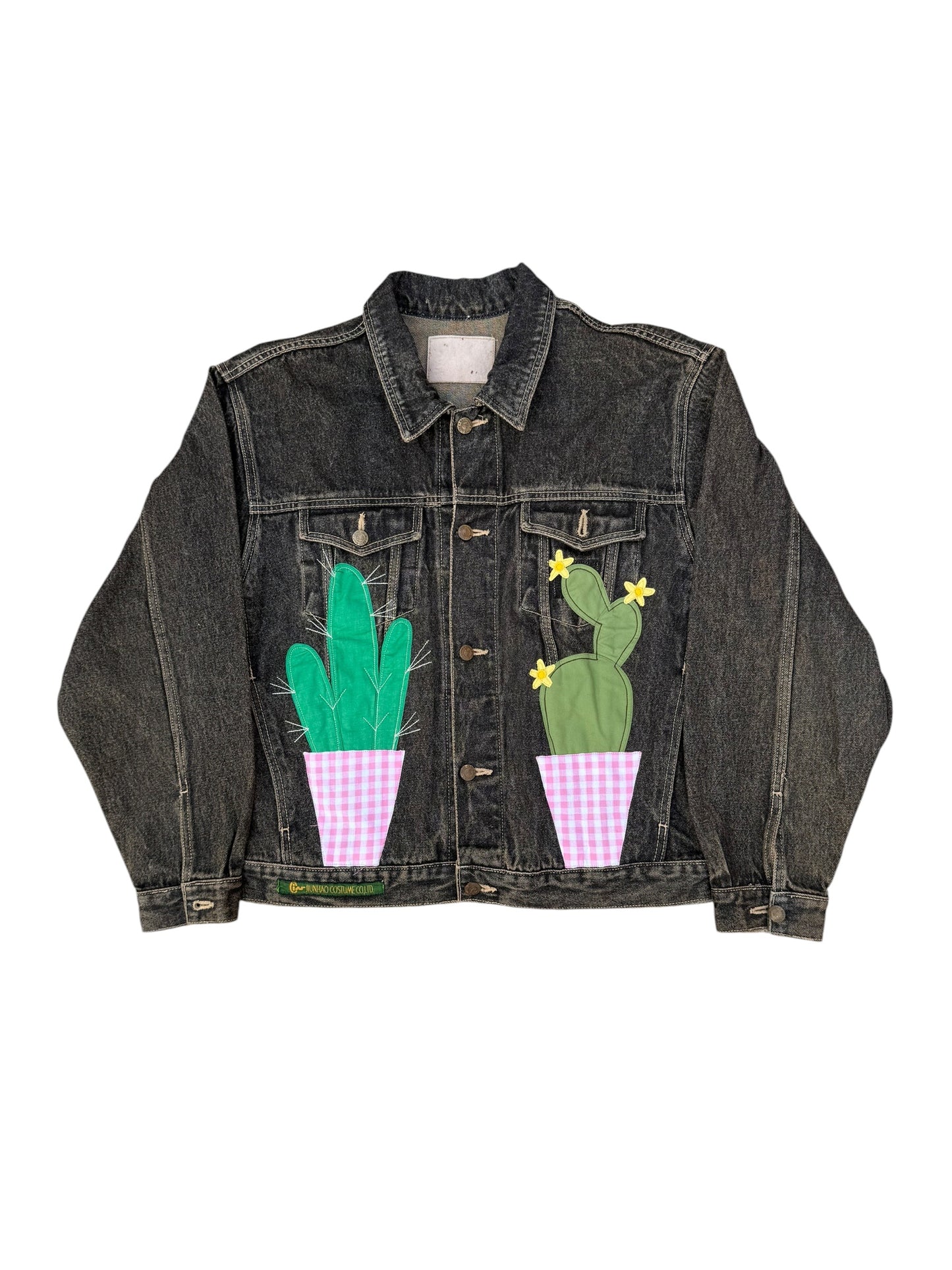 Upcycled Cactus Patch Denim Jacket