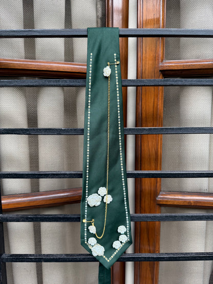 Charm Roses with Golden chain handmade Vintage Silk Tie