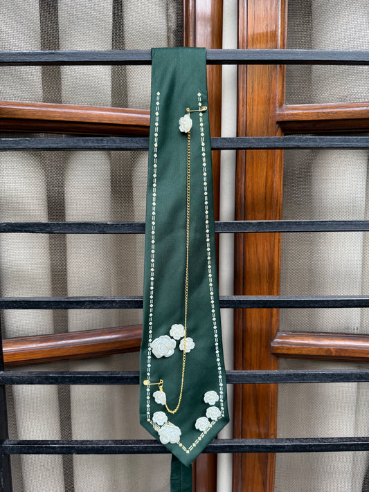Charm Roses with Golden chain handmade Vintage Silk Tie