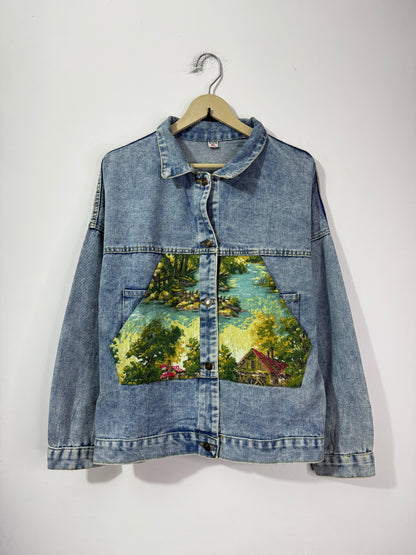 Customised tapestry patch Denim Jacket