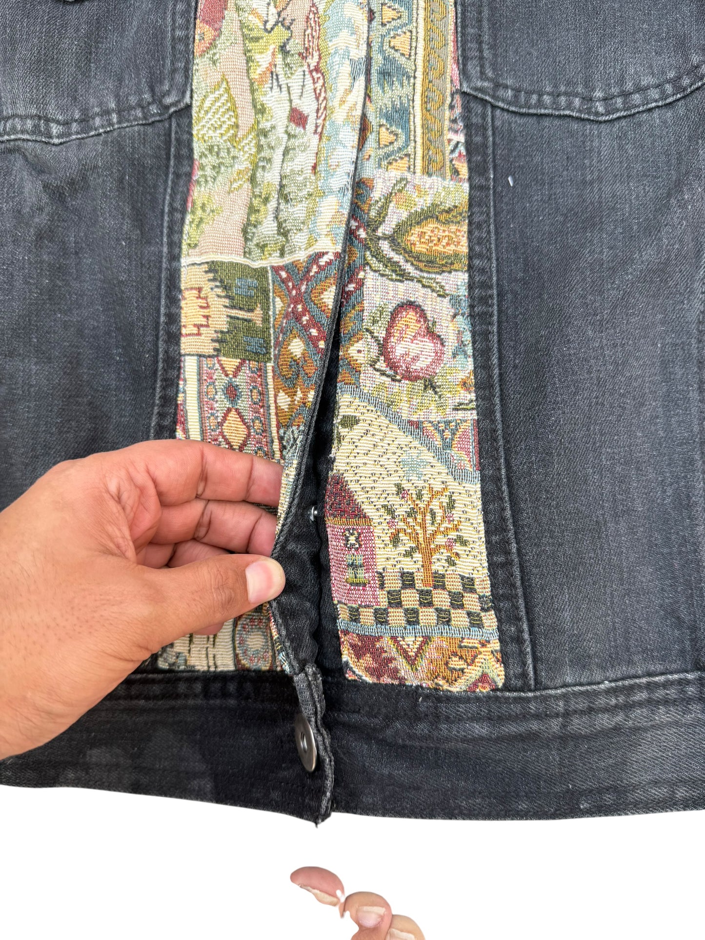 Upcycled Tapestry Denim Jacket