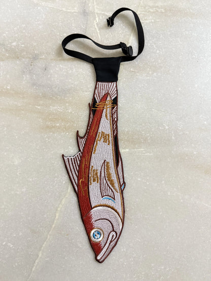 Embroidered fish tie
