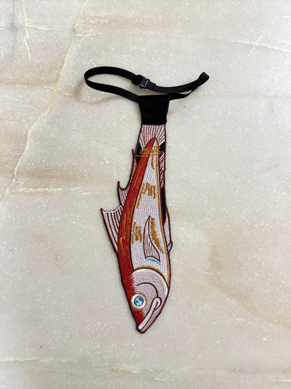 Embroidered fish tie