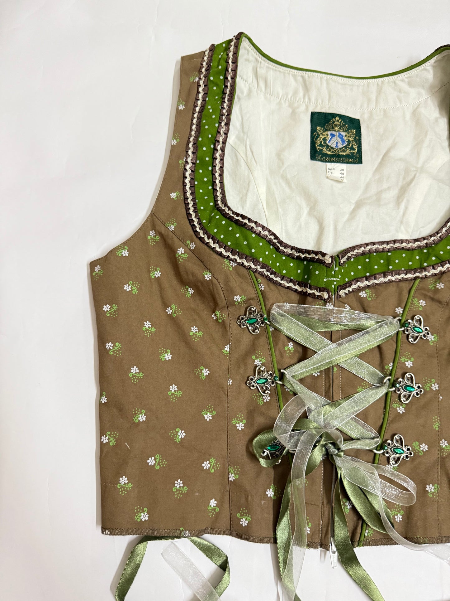 Brown  with bottle Green  Corset Top