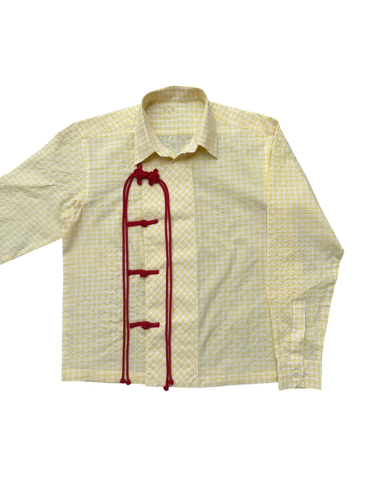 Cheongsam yellow check100% Cotton Shirt