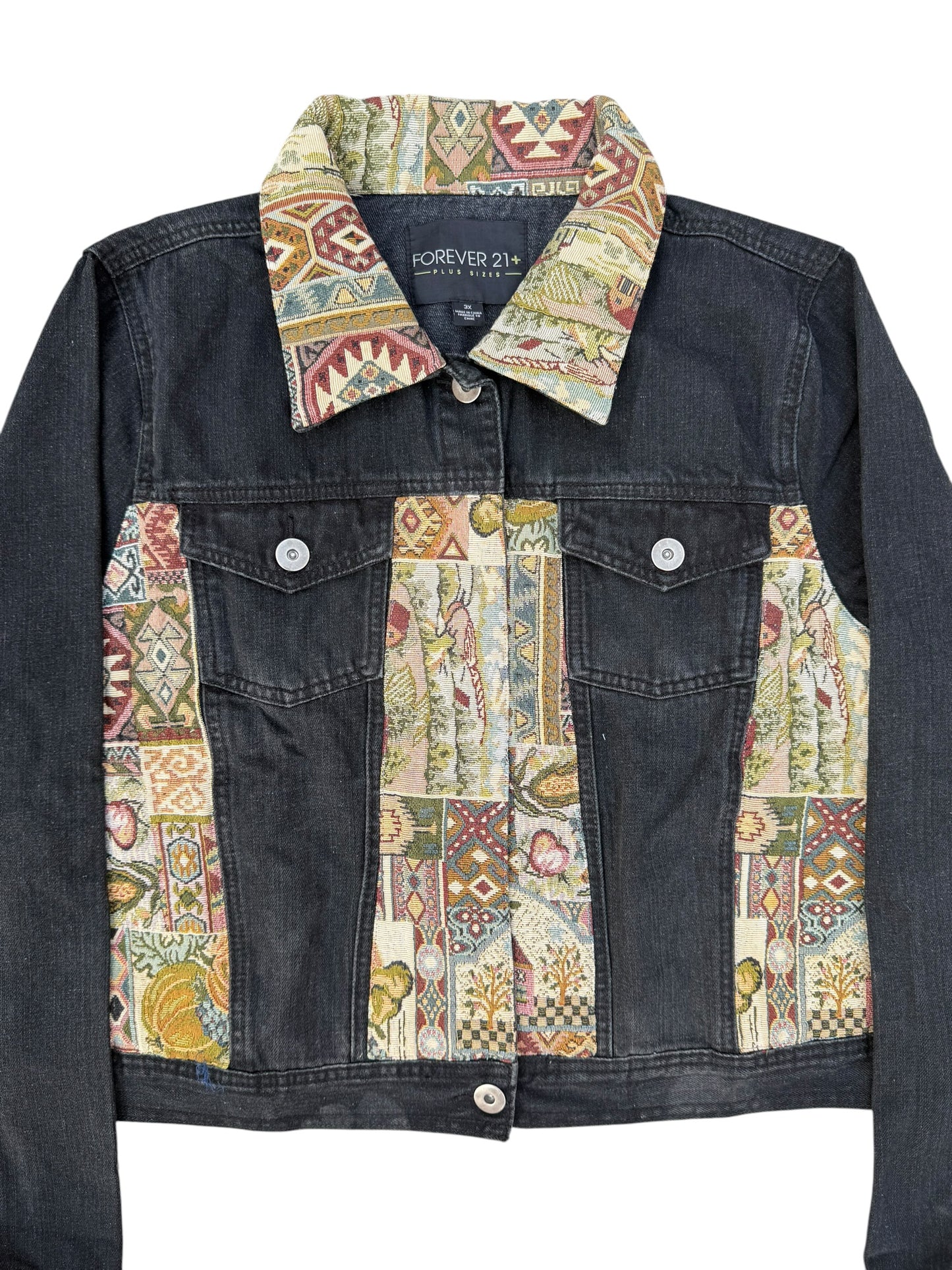 Upcycled Tapestry Denim Jacket