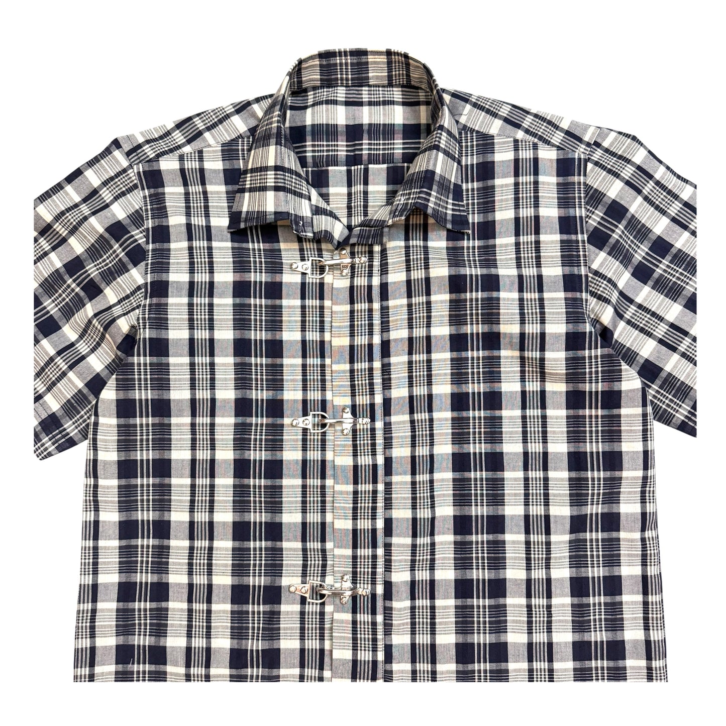 Fireman Clasp Night-Blue Check 100% Cotton Shirt