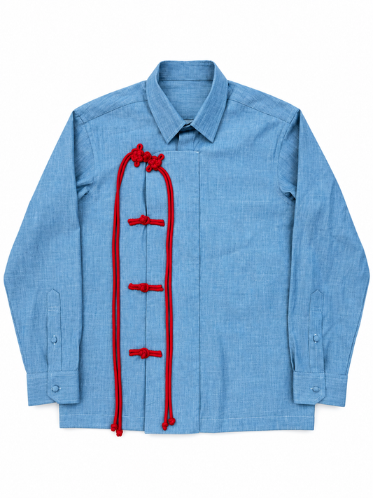 Crimson Knot Cotton Shirt