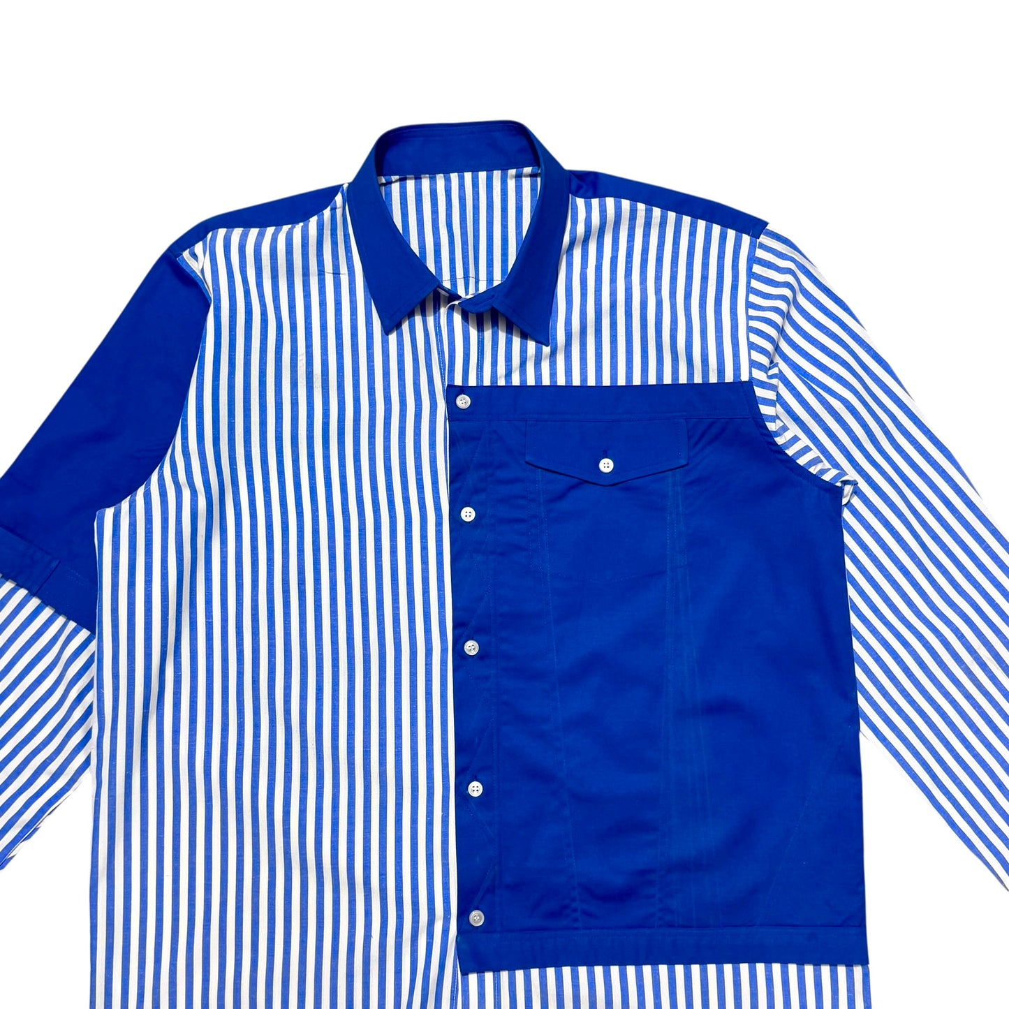 Blue Divided Cotton Shirt