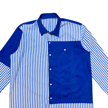 Blue Divided Cotton Shirt