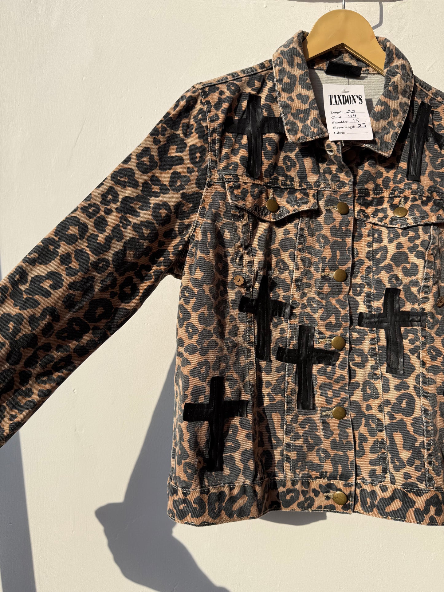 Customised velvet crosses Denim Jacket