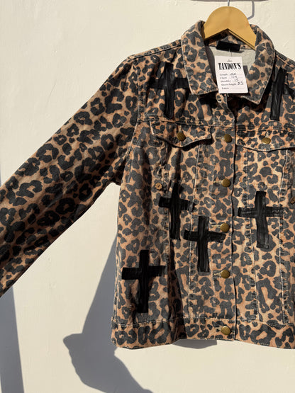 Customised velvet crosses Denim Jacket