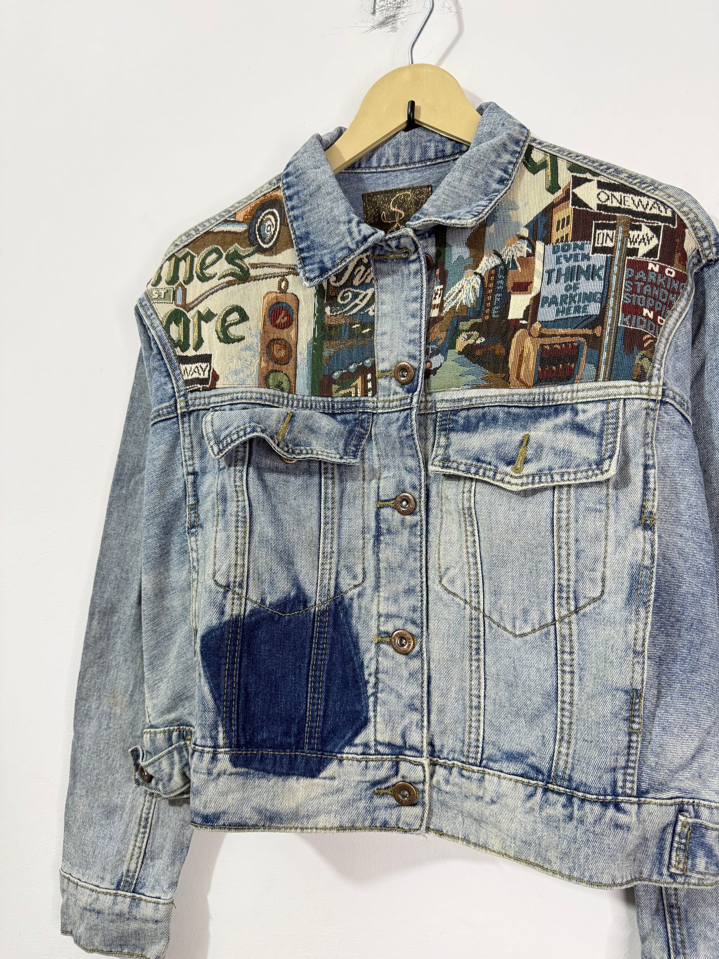 Customised tapestry patch Denim Jacket