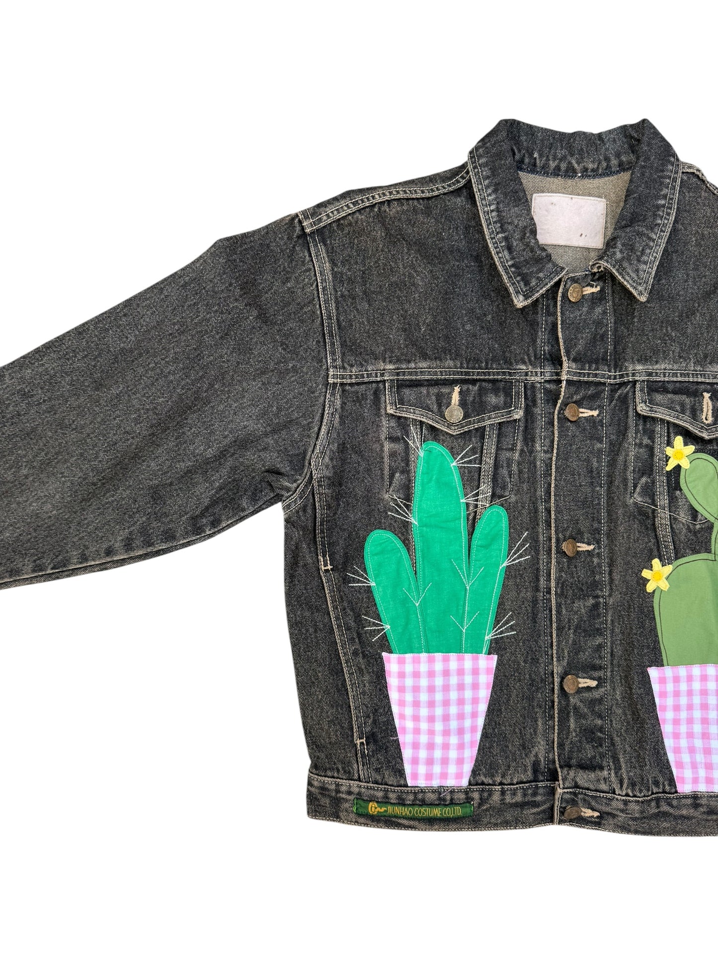 Upcycled Cactus Patch Denim Jacket