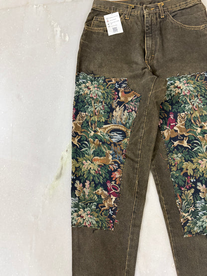 Chef Tapestry Knee Patch Handmade Jeans