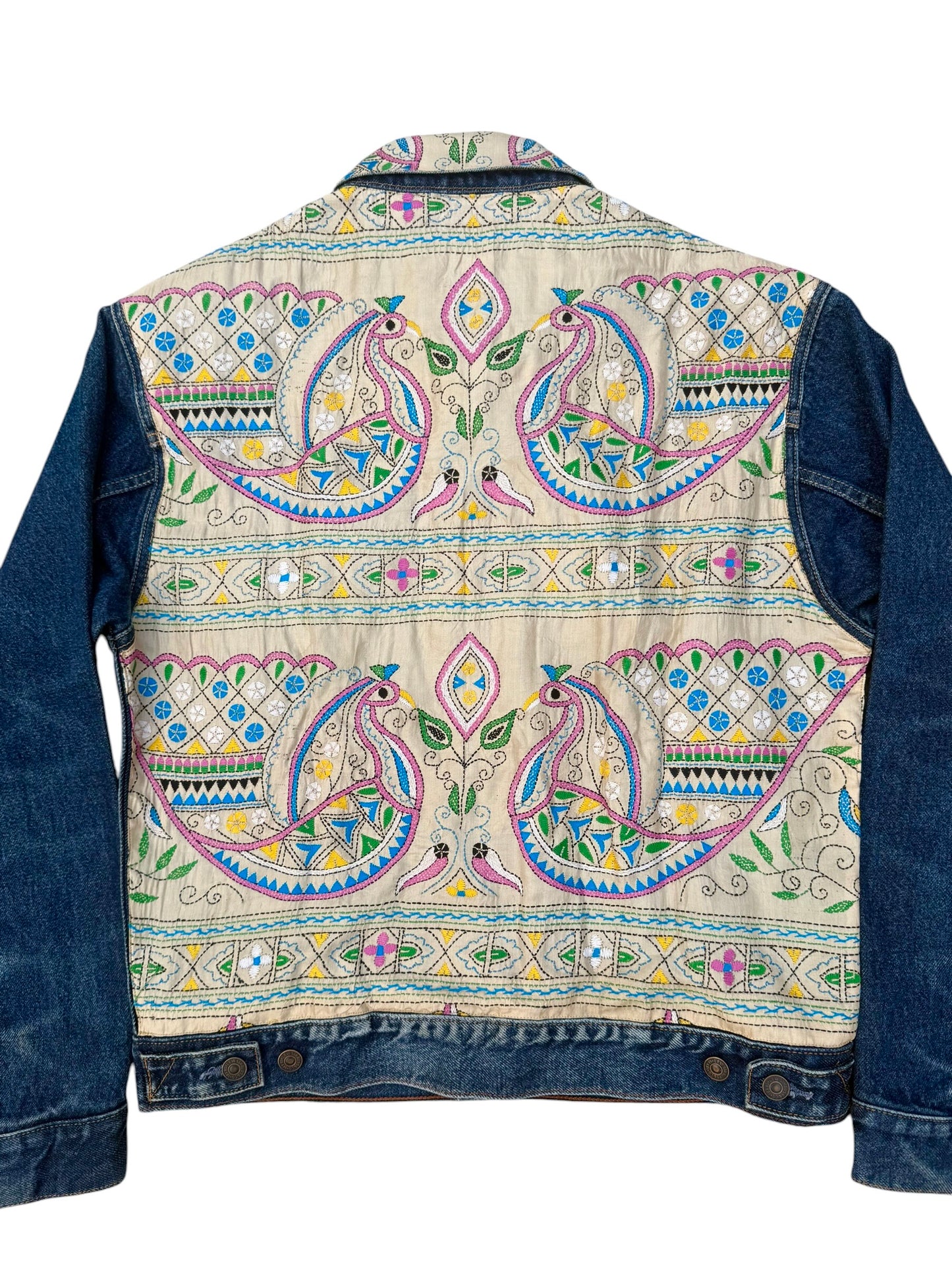 Upcycled Kantha Saree Denim Jacket