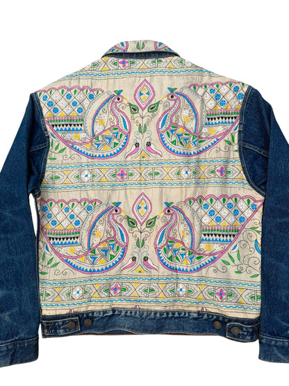 Upcycled Kantha Saree Denim Jacket