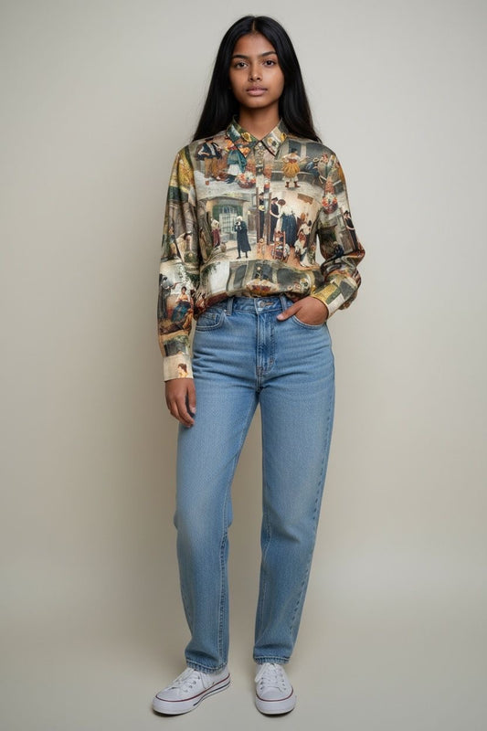 La Scène 100% Mango Silk Shirt