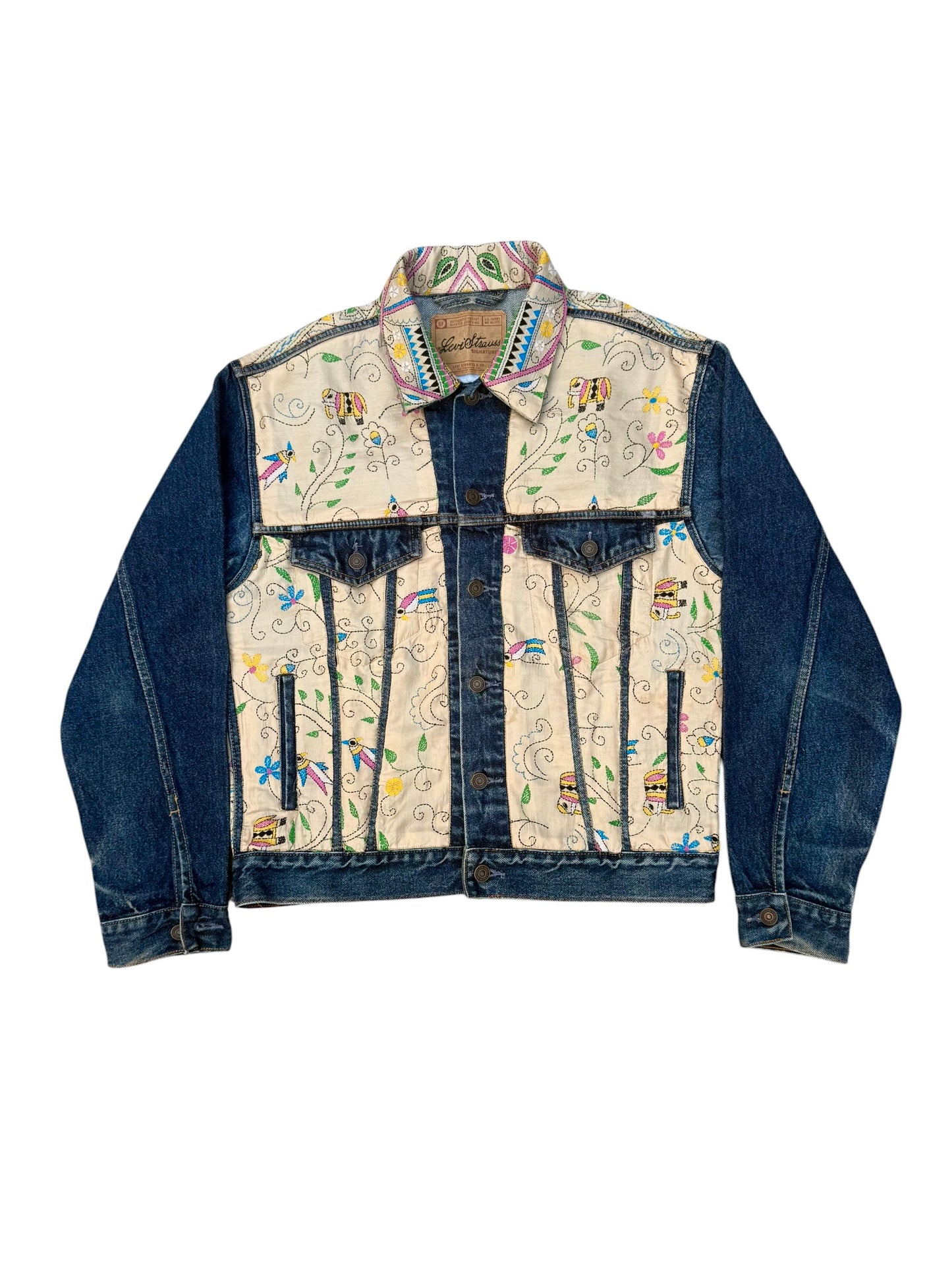 Upcycled Kantha Saree Denim Jacket