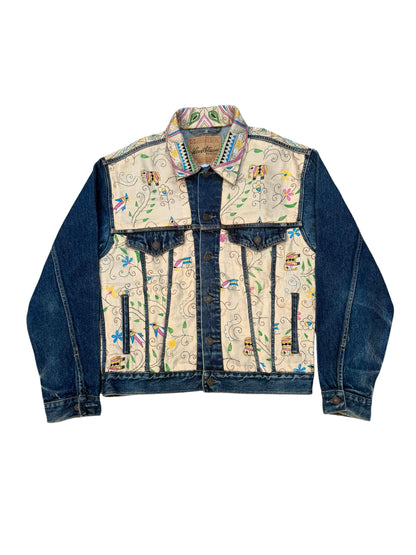 Upcycled Kantha Saree Denim Jacket
