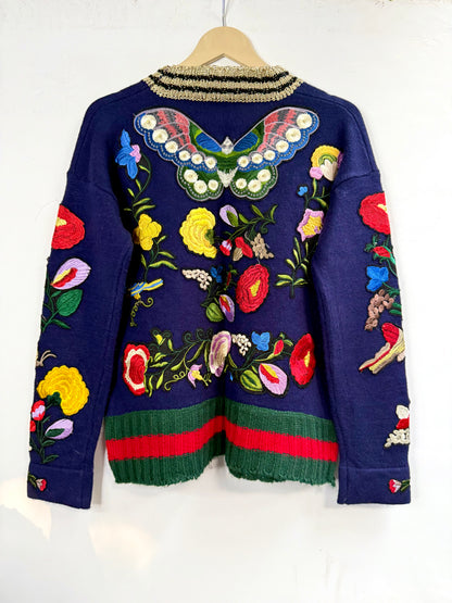 Floral hand knitted Woollen Sweater